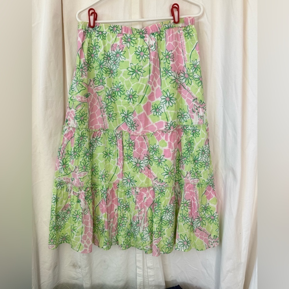 Lilly Pulitzer Vintage White Tag Slip Lined Long Ruffle Skirt Giraffes Women's S - Picture 4 of 6